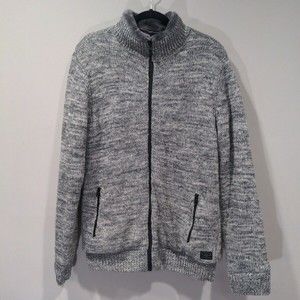 Buffalo By David Button Mens Knit Full Zip Faux Fur Lined Sweater Size L Gray